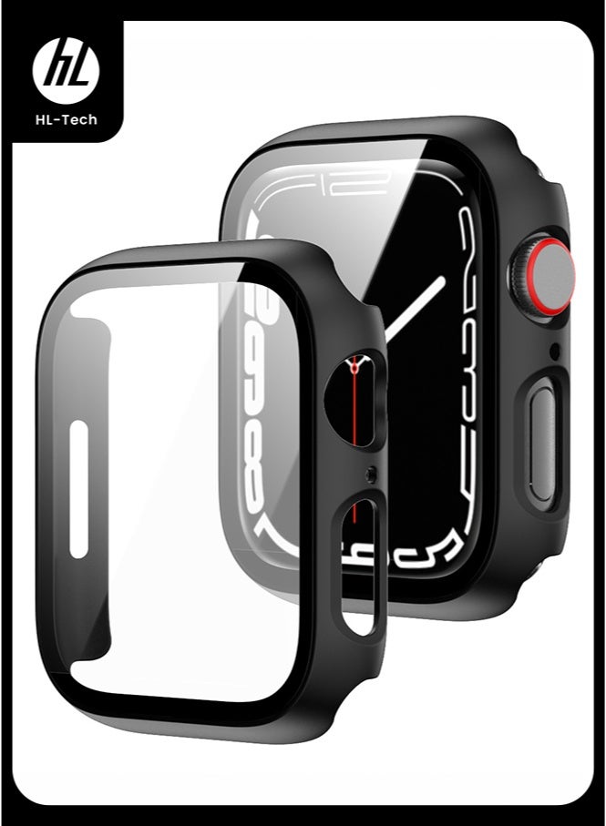 HL-Tech Apple Watch Series 11 10 42mm case with Tempered Film Screen Protector, Full Protective Hard PC Bumper Touch Sensitive HD Screen Cover(42mm,Black) - Image 1